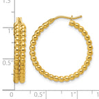 14K Polished Beaded 2-Row Round Hoop Earrings