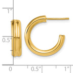 14K Polished and Grooved J-Hoop Post Earrings
