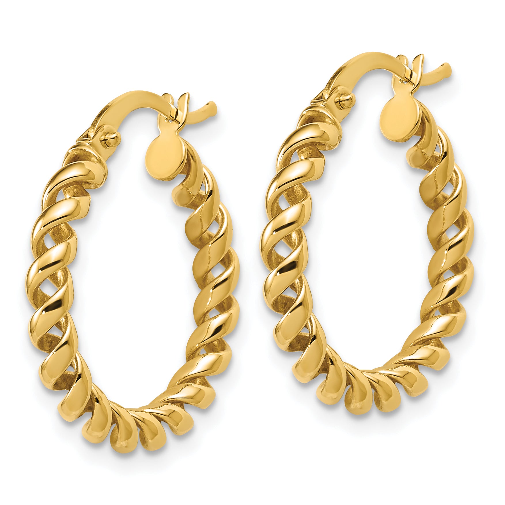 14K Polished Twisted Hoop Earrings Secondary image