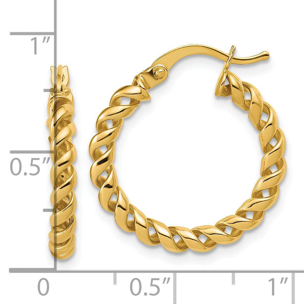14K Polished Twisted Hoop Earrings