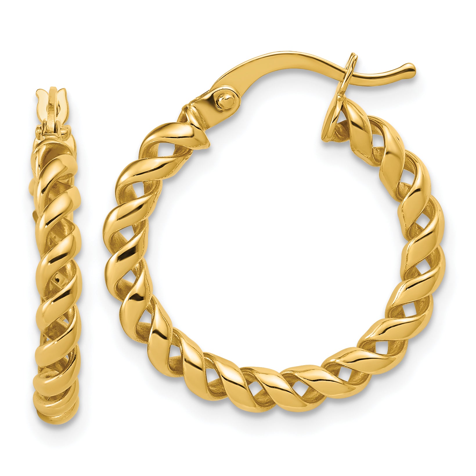 14K Polished Twisted Hoop Earrings Main image