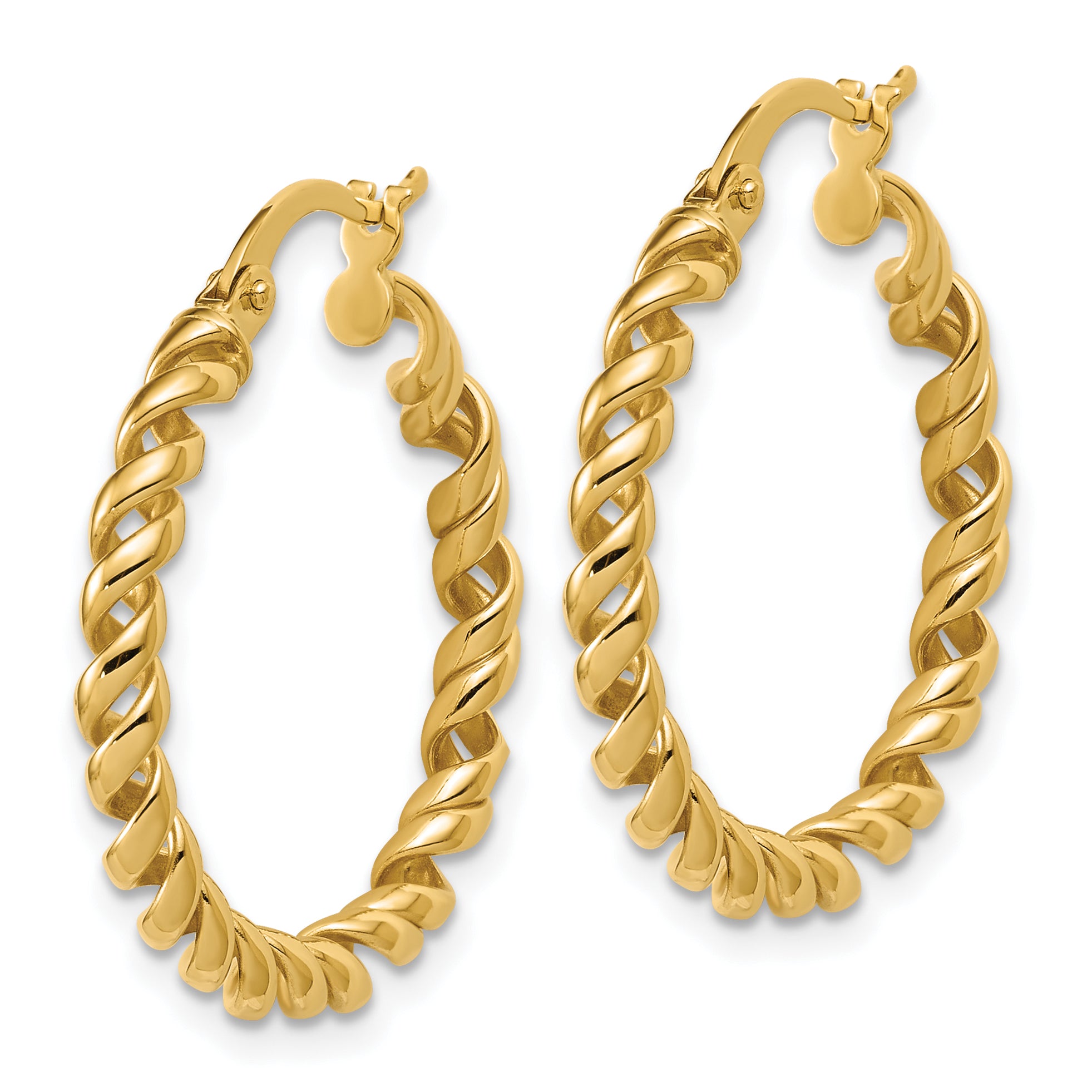 14K Polished Twisted Hoop Earrings Secondary image