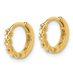 14K Polished Link Pattern Huggie Hoop Earrings