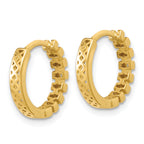 14K Polished Link Pattern Huggie Hoop Earrings