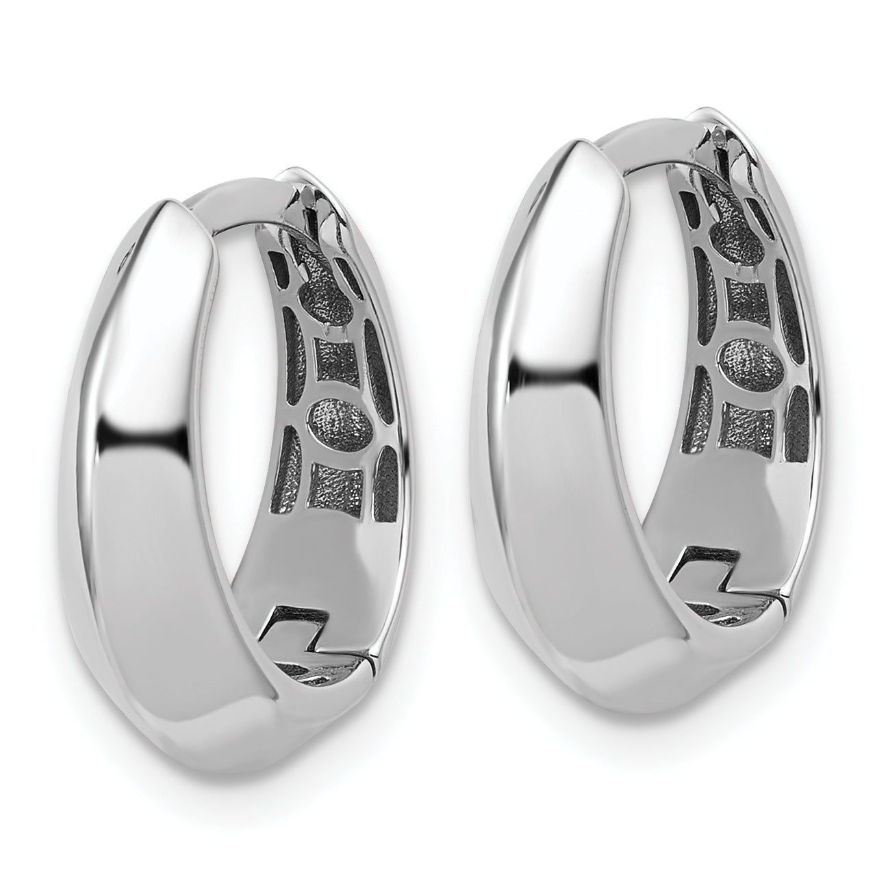 14K White Gold Polished Hinged Hoop Earrings Secondary image