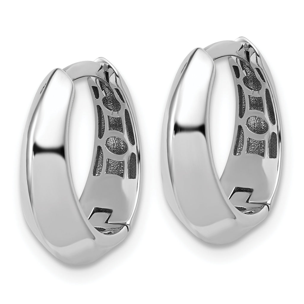 14K White Gold Polished Hinged Hoop Earrings