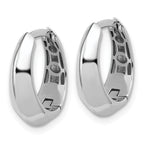 14K White Gold Polished Hinged Hoop Earrings