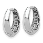 14K White Gold Polished Hinged Hoop Earrings