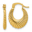 14K Polished and Grooved Hoop Earrings
