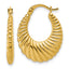 14K Polished and Grooved Hoop Earrings