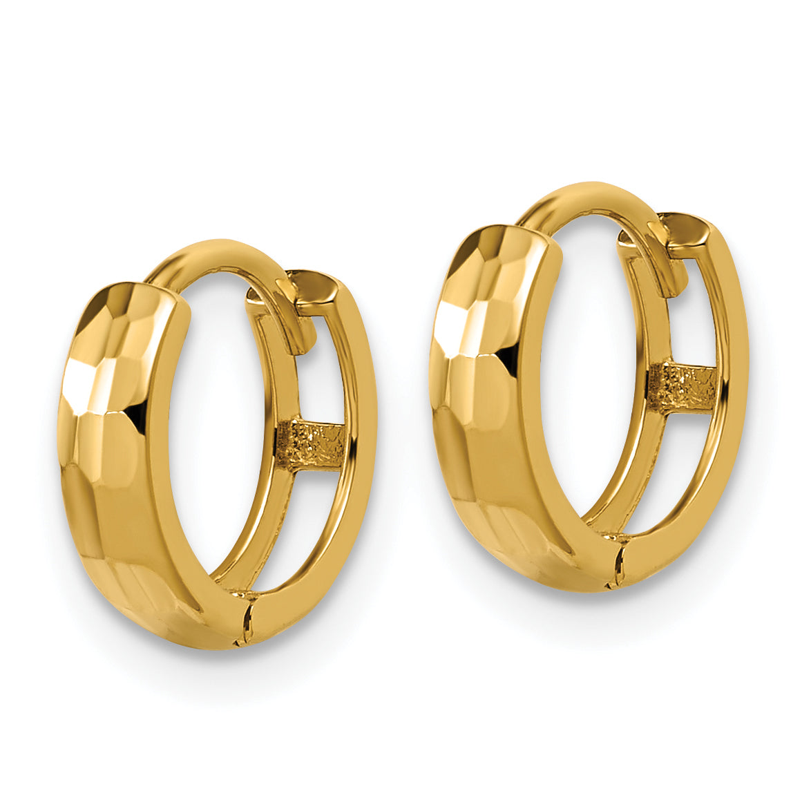 14K Polished and D/C Huggie Hoop Earrings Secondary image