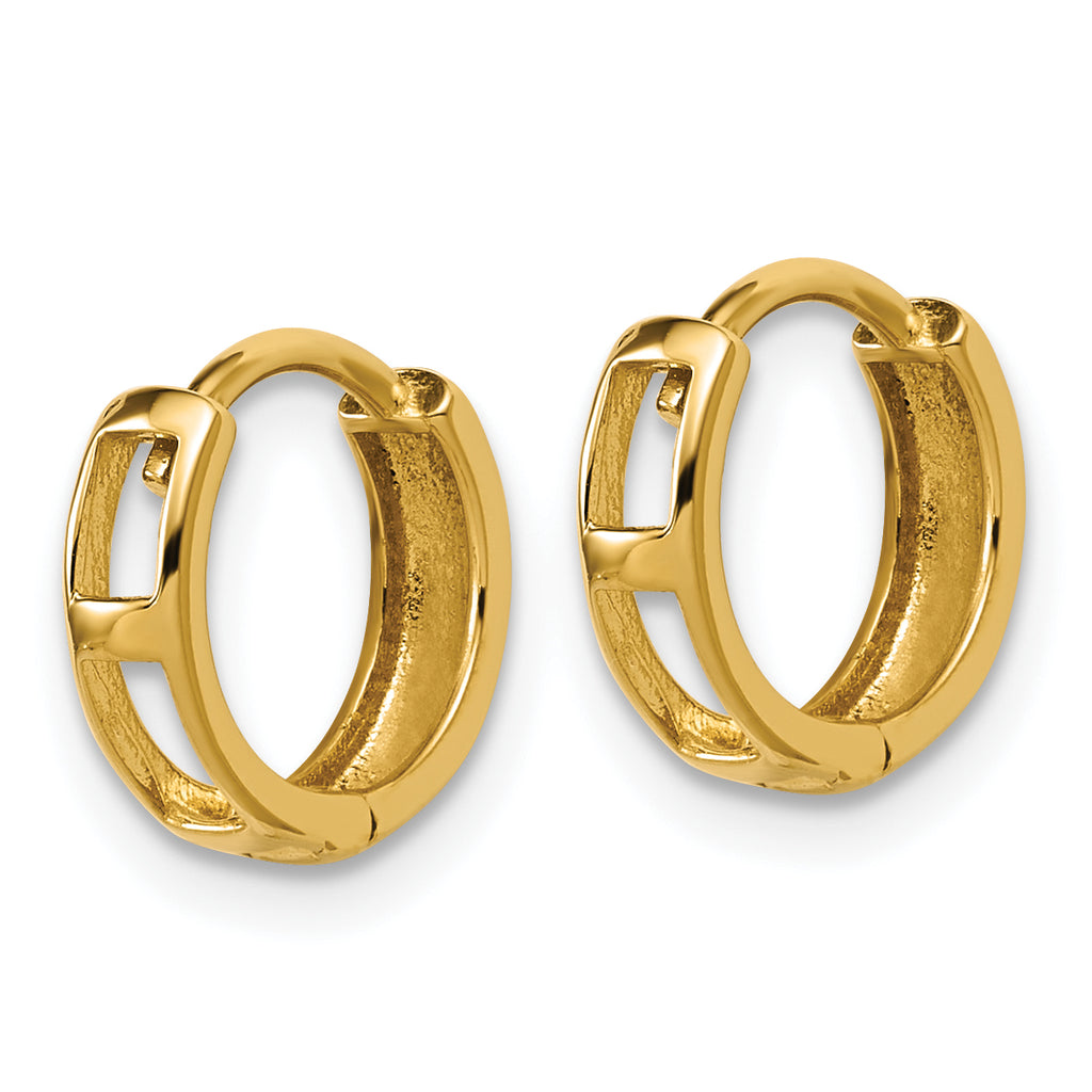 14K Polished and D/C Huggie Hoop Earrings