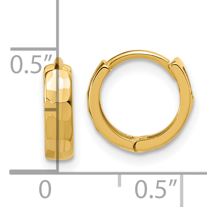 14K Polished and D/C Huggie Hoop Earrings