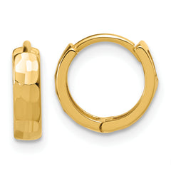 14K Polished and D/C Huggie Hoop Earrings