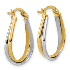 14K w/Rhodium Twisted Hoop Earrings