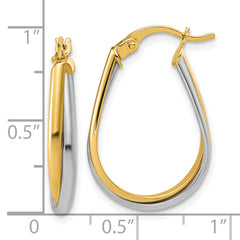 14K w/Rhodium Twisted Hoop Earrings
