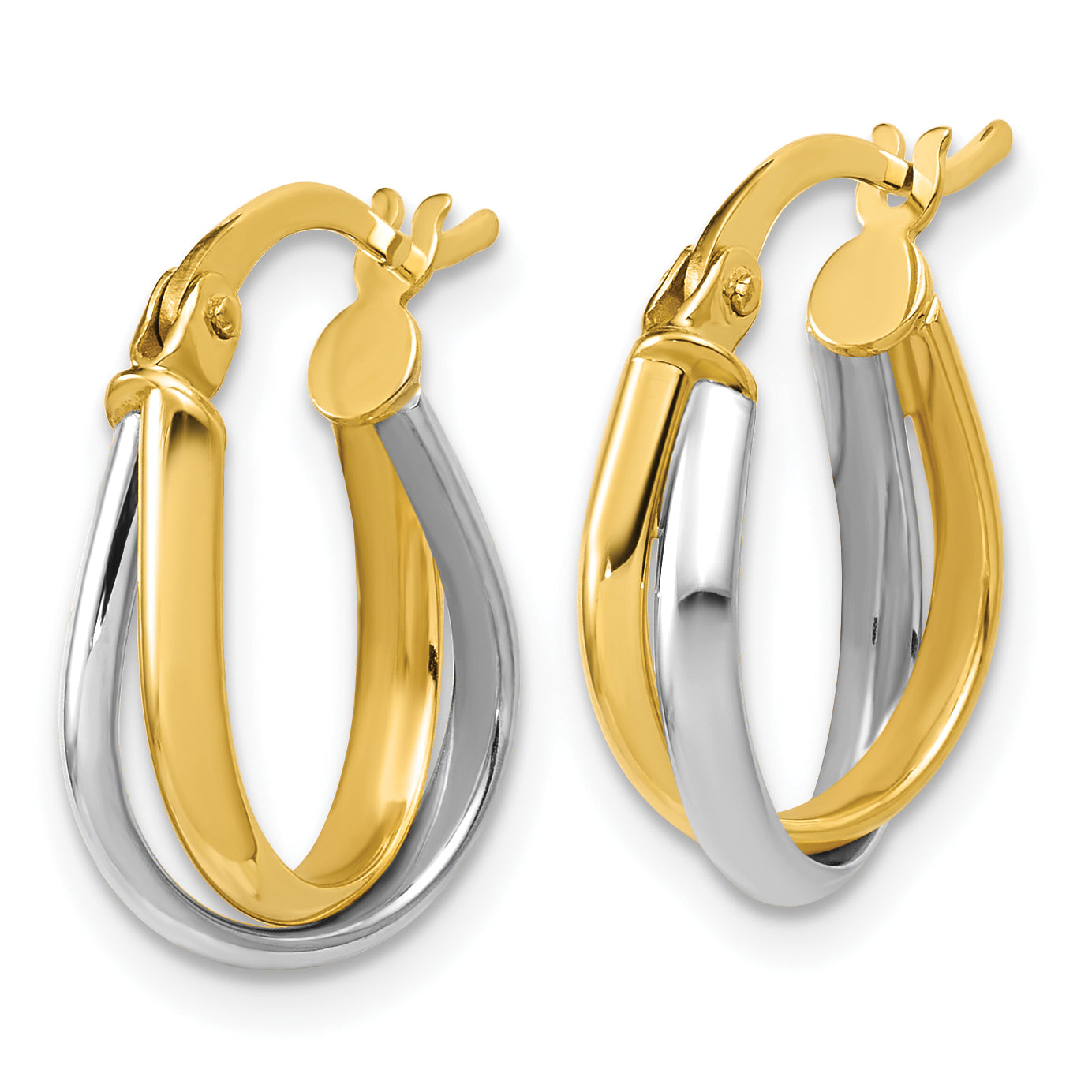 14K w/Rhodium Twisted Hoop Earrings Secondary image