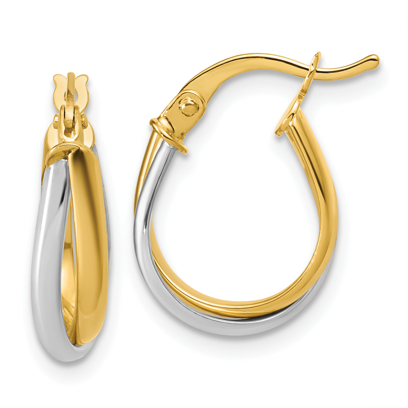 14K w/Rhodium Twisted Hoop Earrings Main image