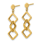 14K Polished Square link Dangle Post Earrings