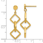 14K Polished Square link Dangle Post Earrings