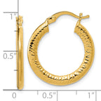 14K Polished and Grooved Hoop Earrings