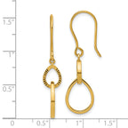 14K Polished and Diamond-cut Teardrop Dangle Earrings
