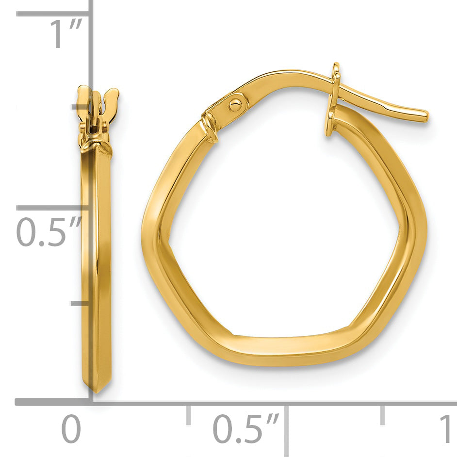14K Polished Geometric Hoop Earrings