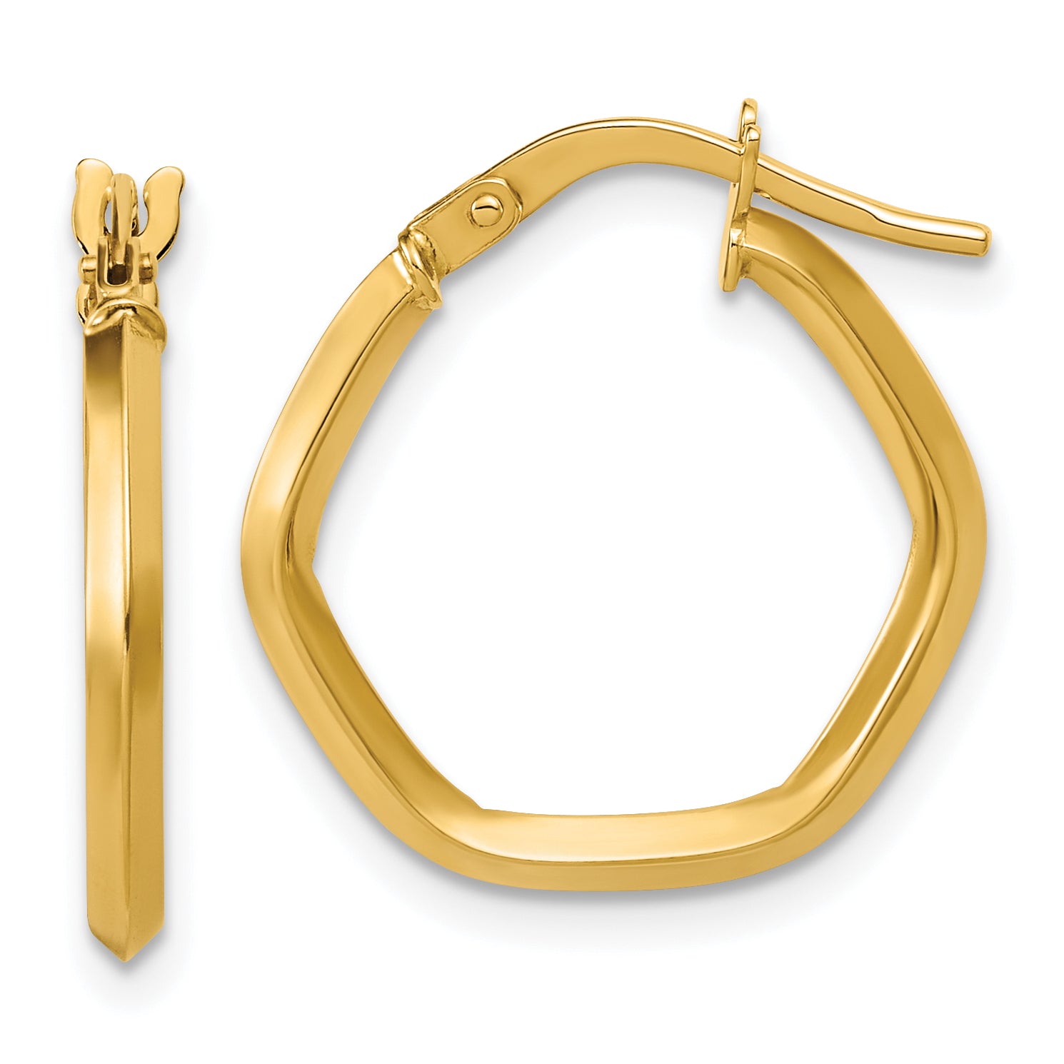 14K Polished Geometric Hoop Earrings Main image