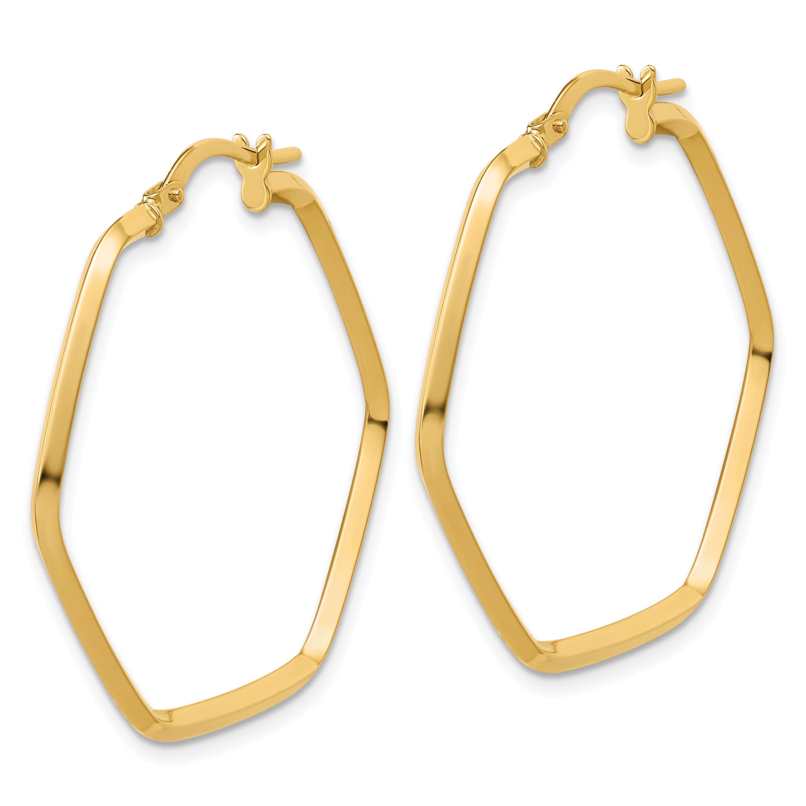 14K Polished Geometric Hoop Earrings Secondary image