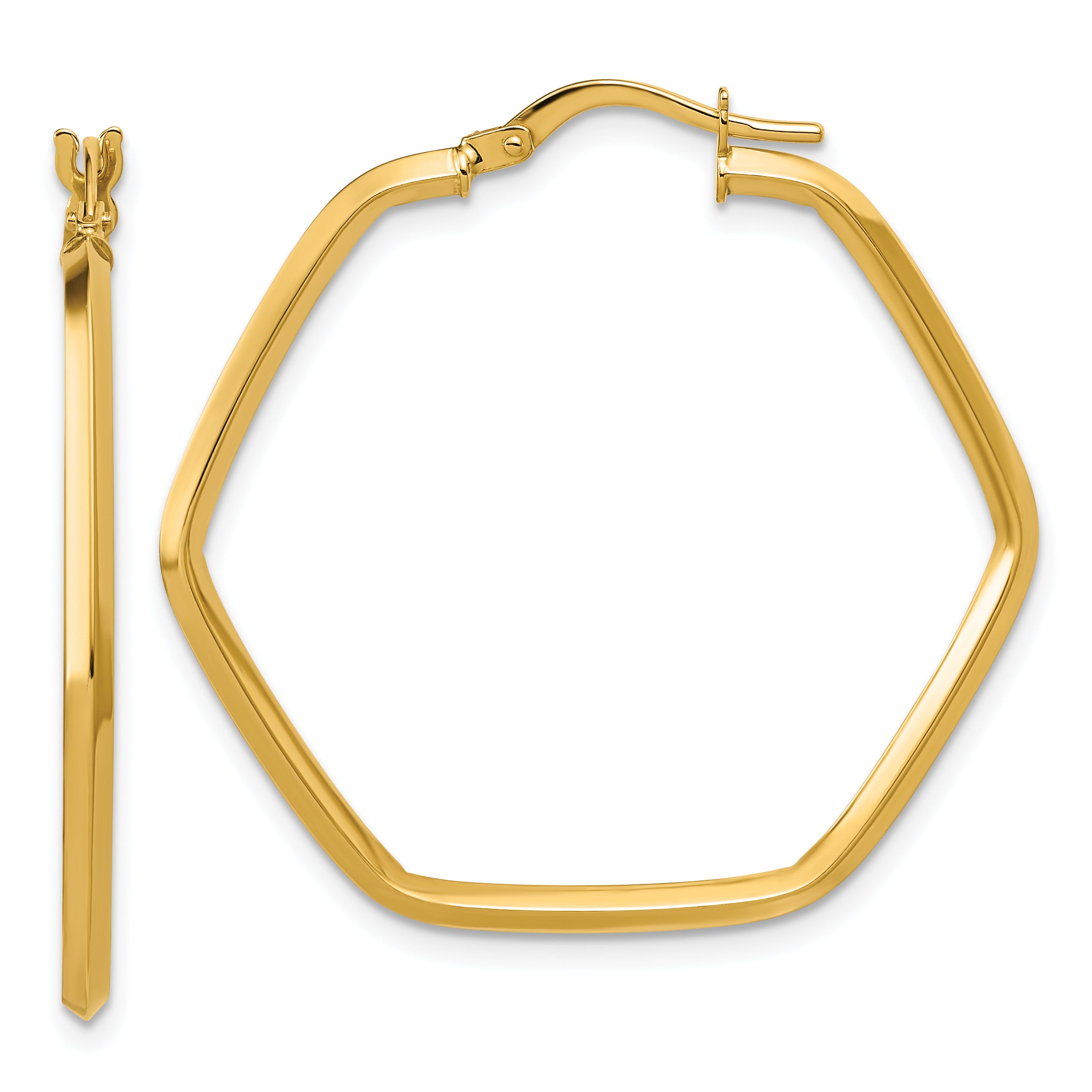 14K Polished Geometric Hoop Earrings Main image