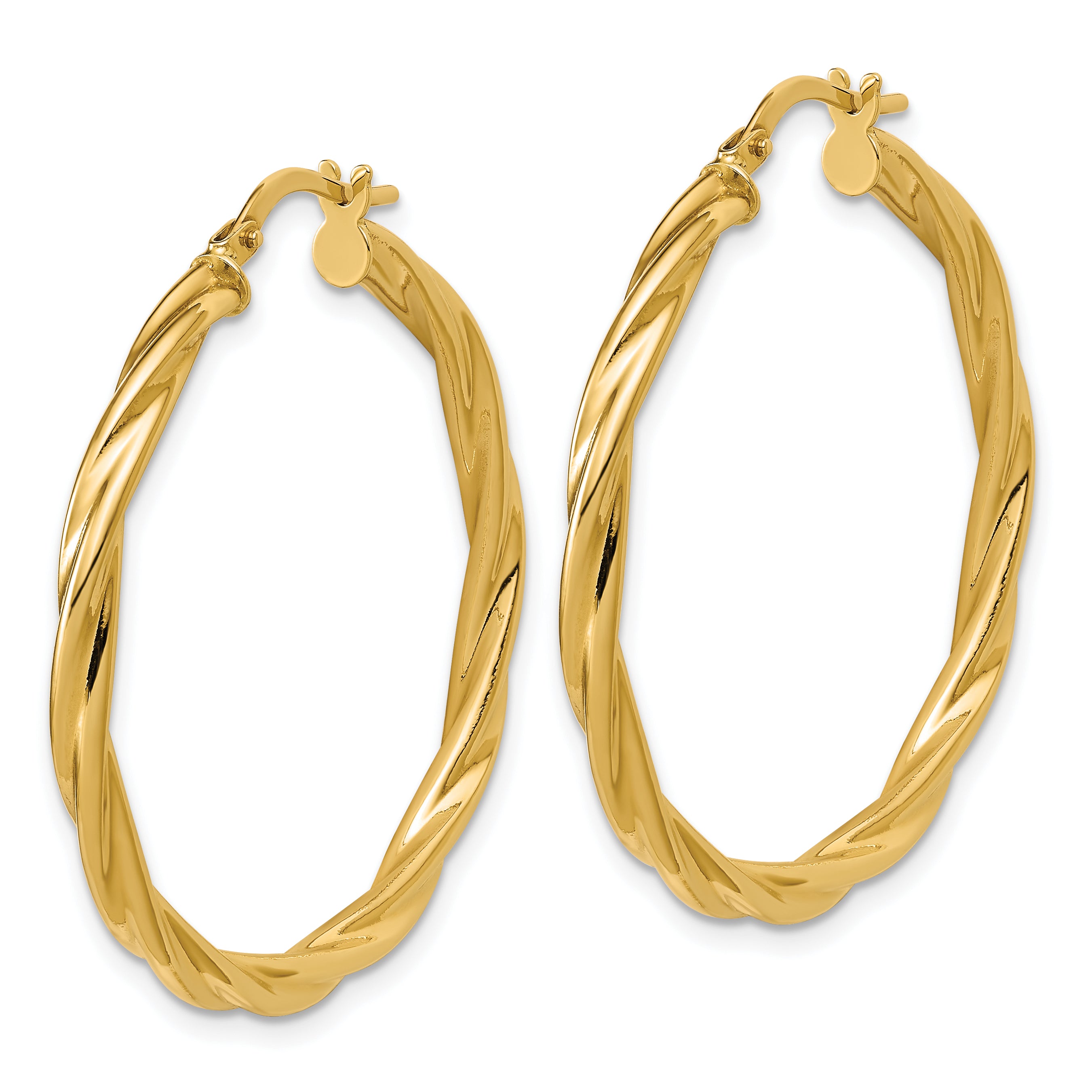14K Polished Twisted Round Hoop Earrings Secondary image