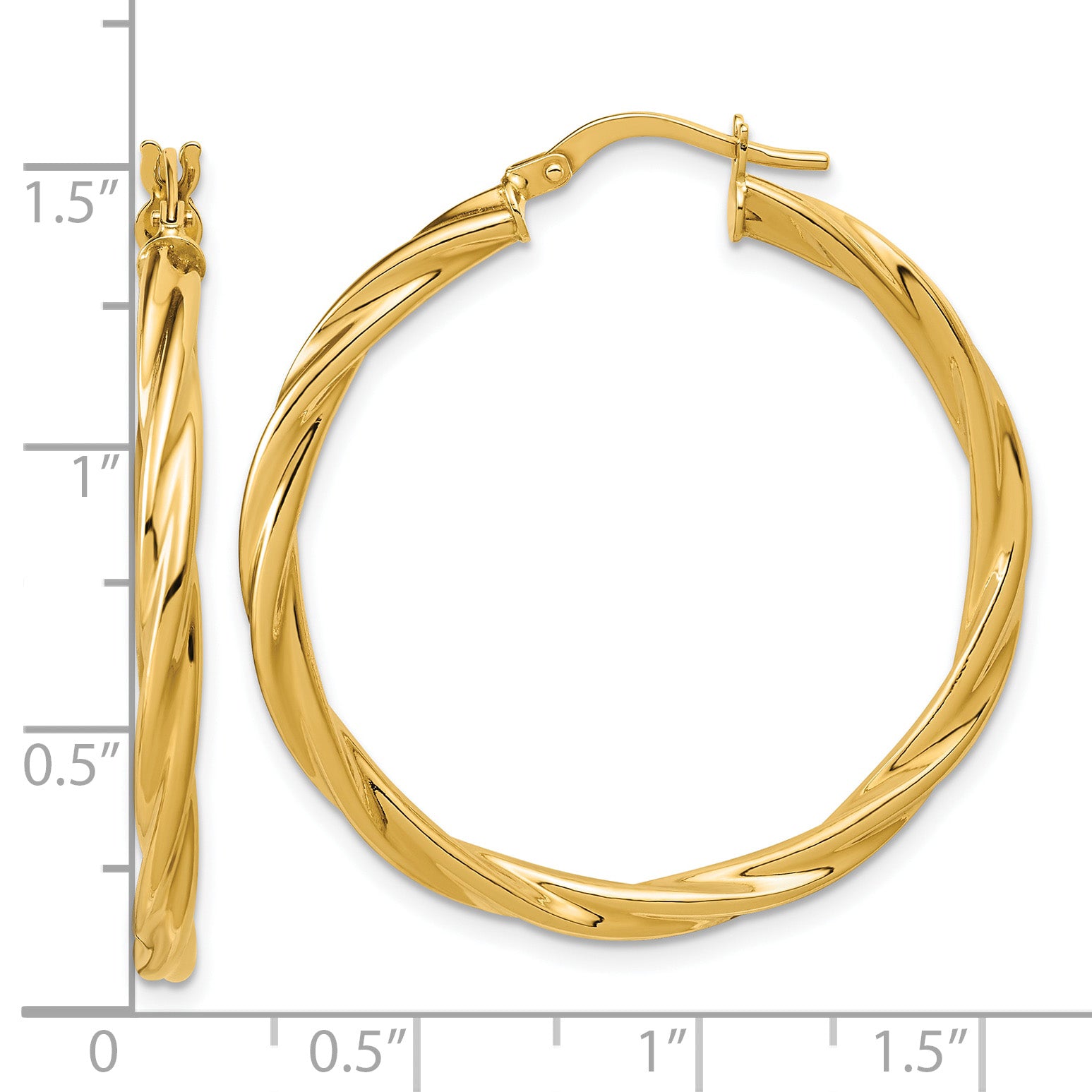 14K Polished Twisted Round Hoop Earrings