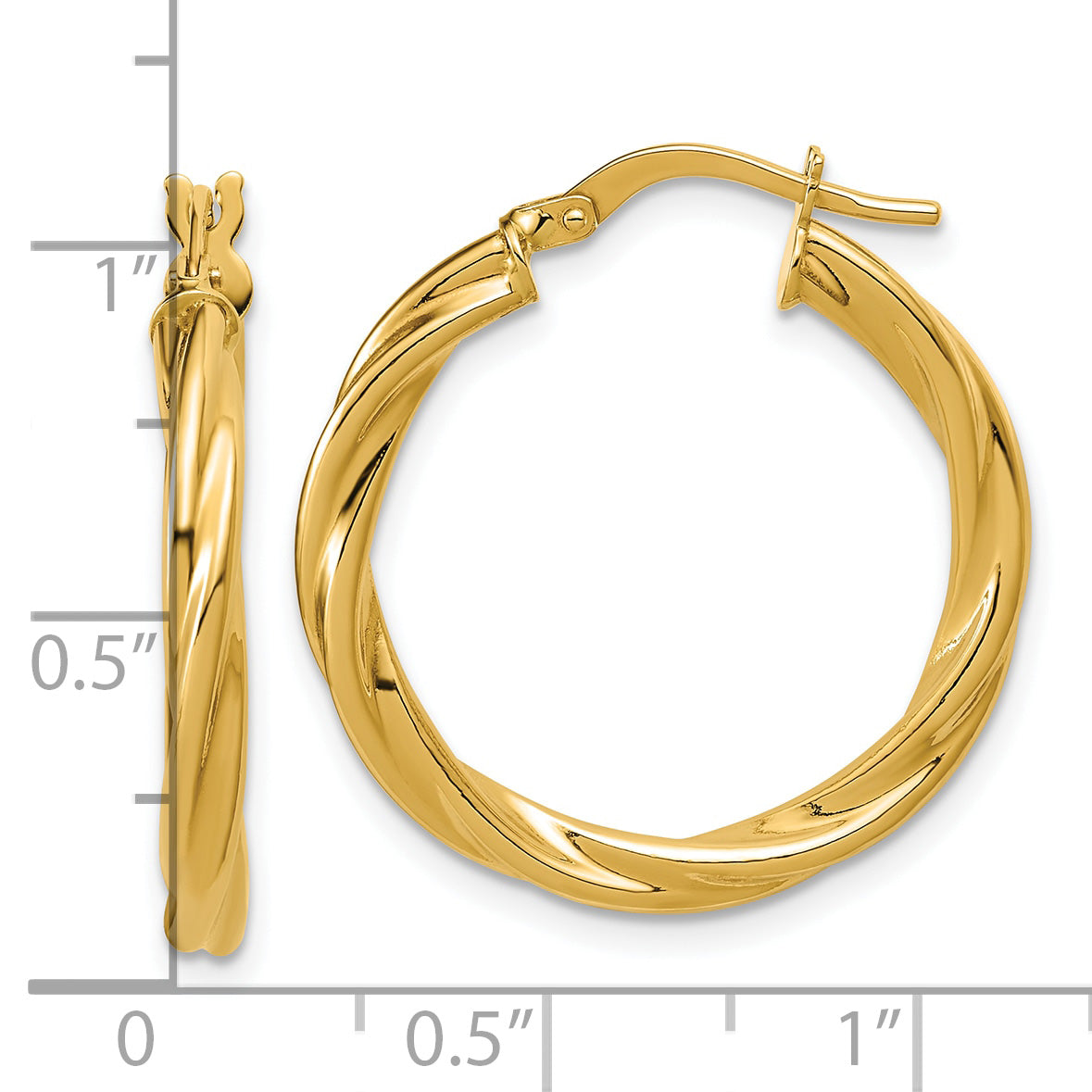 14K Polished Twisted Round Hoop Earrings