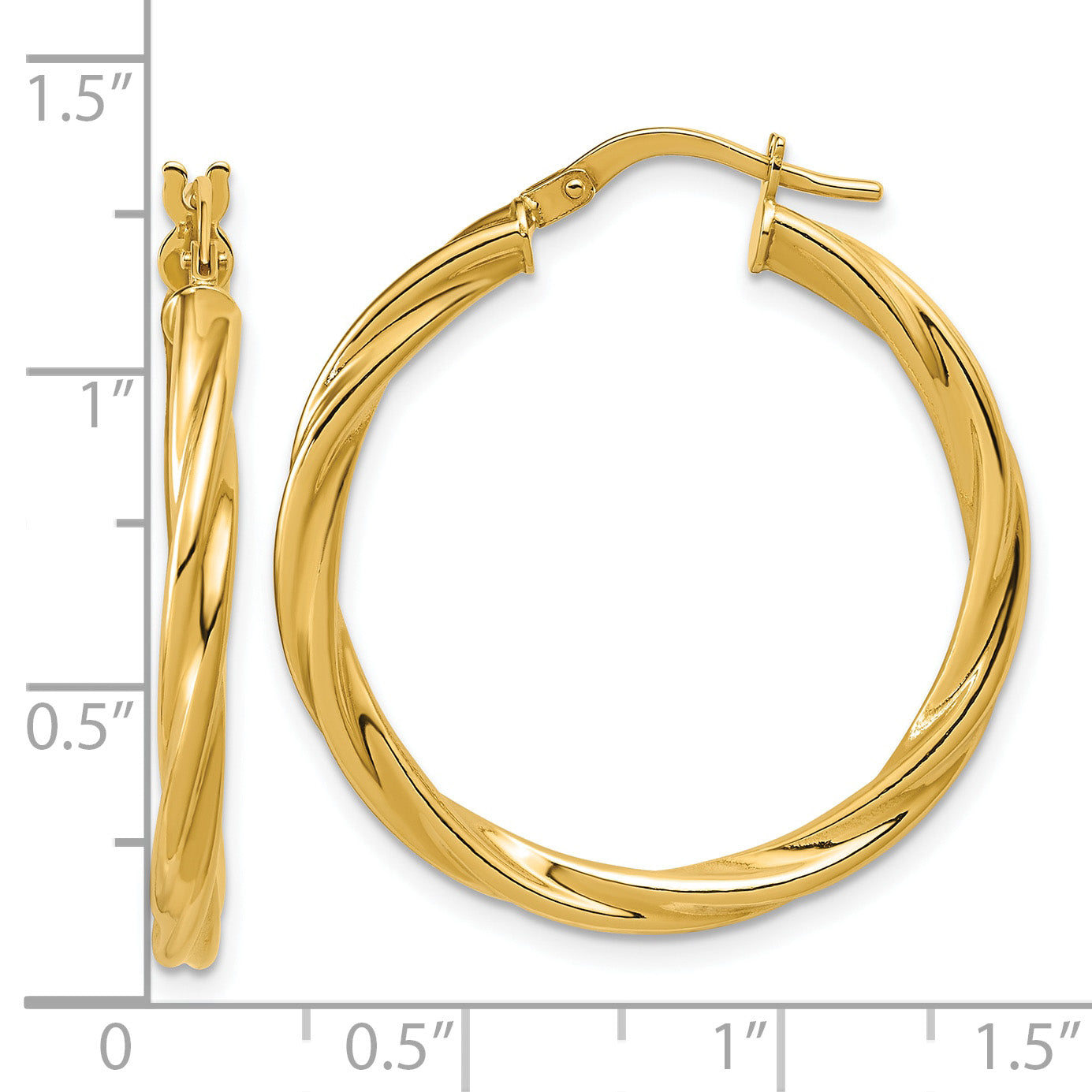 14K Polished Twisted Round Hoop Earrings