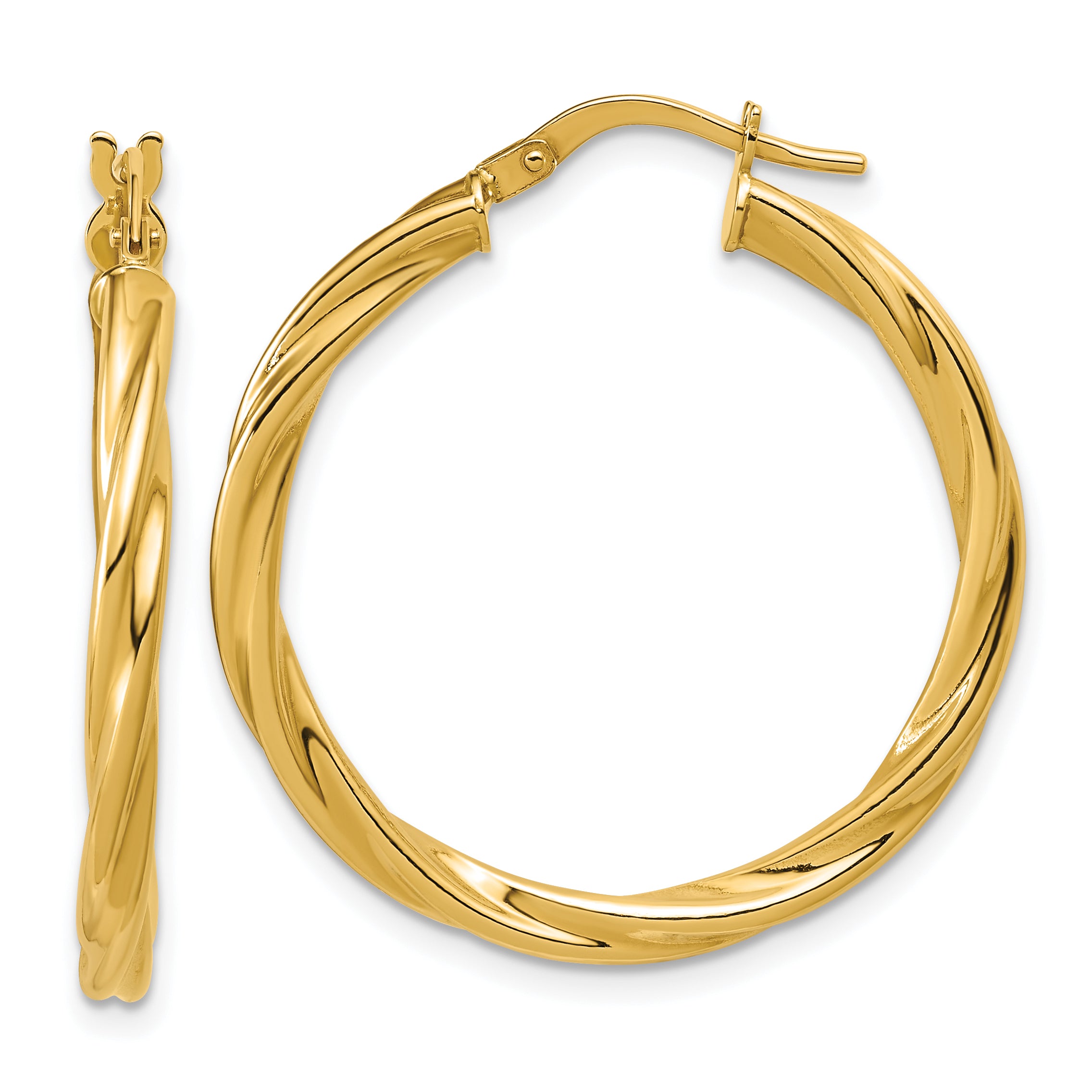 14K Polished Twisted Round Hoop Earrings Main image
