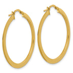 14K Polished Flat Tube Hoop Earrings