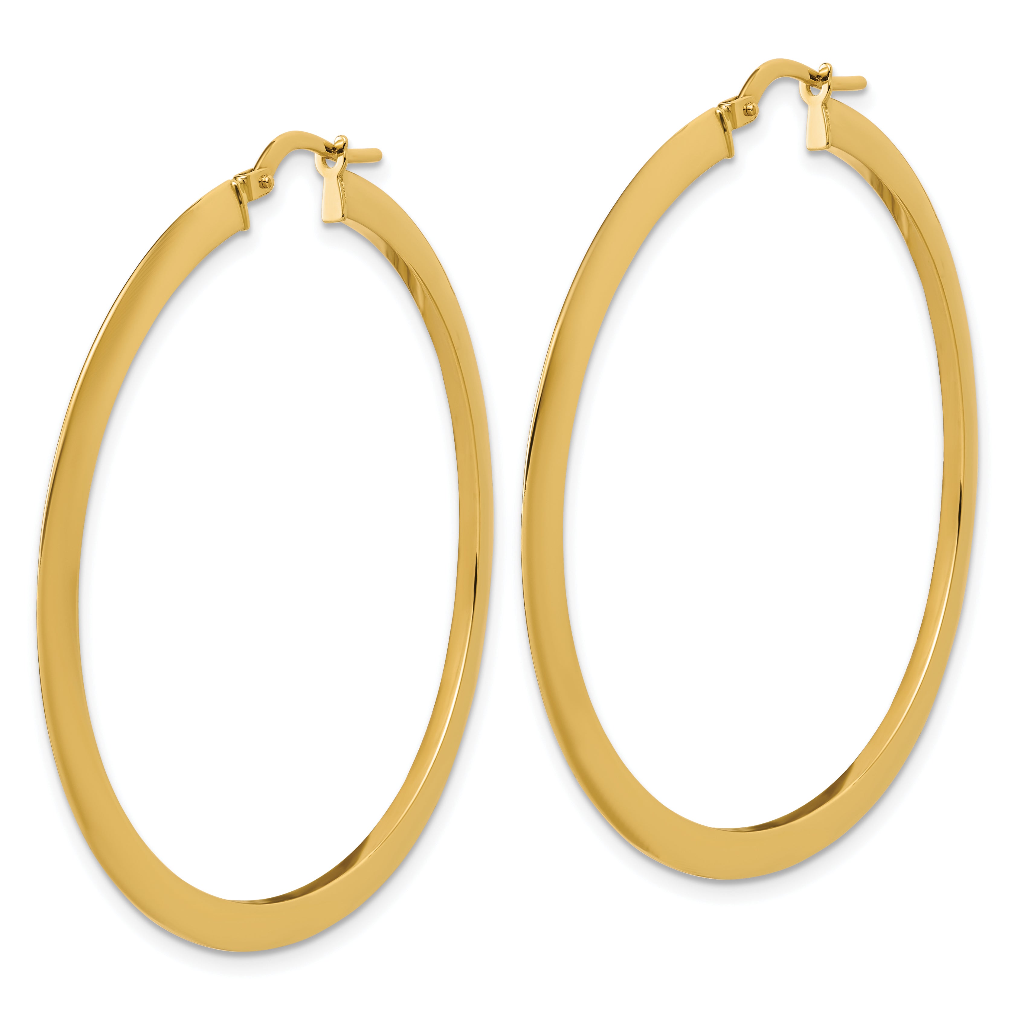 14K Polished Flat Tube Hoop Earrings Secondary image