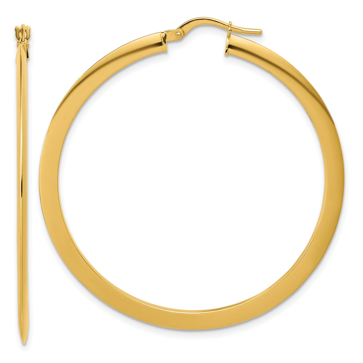Flat Tube Hoop Earrings in 14K Yellow Gold, 45mm - Sophia Jewelers Main image