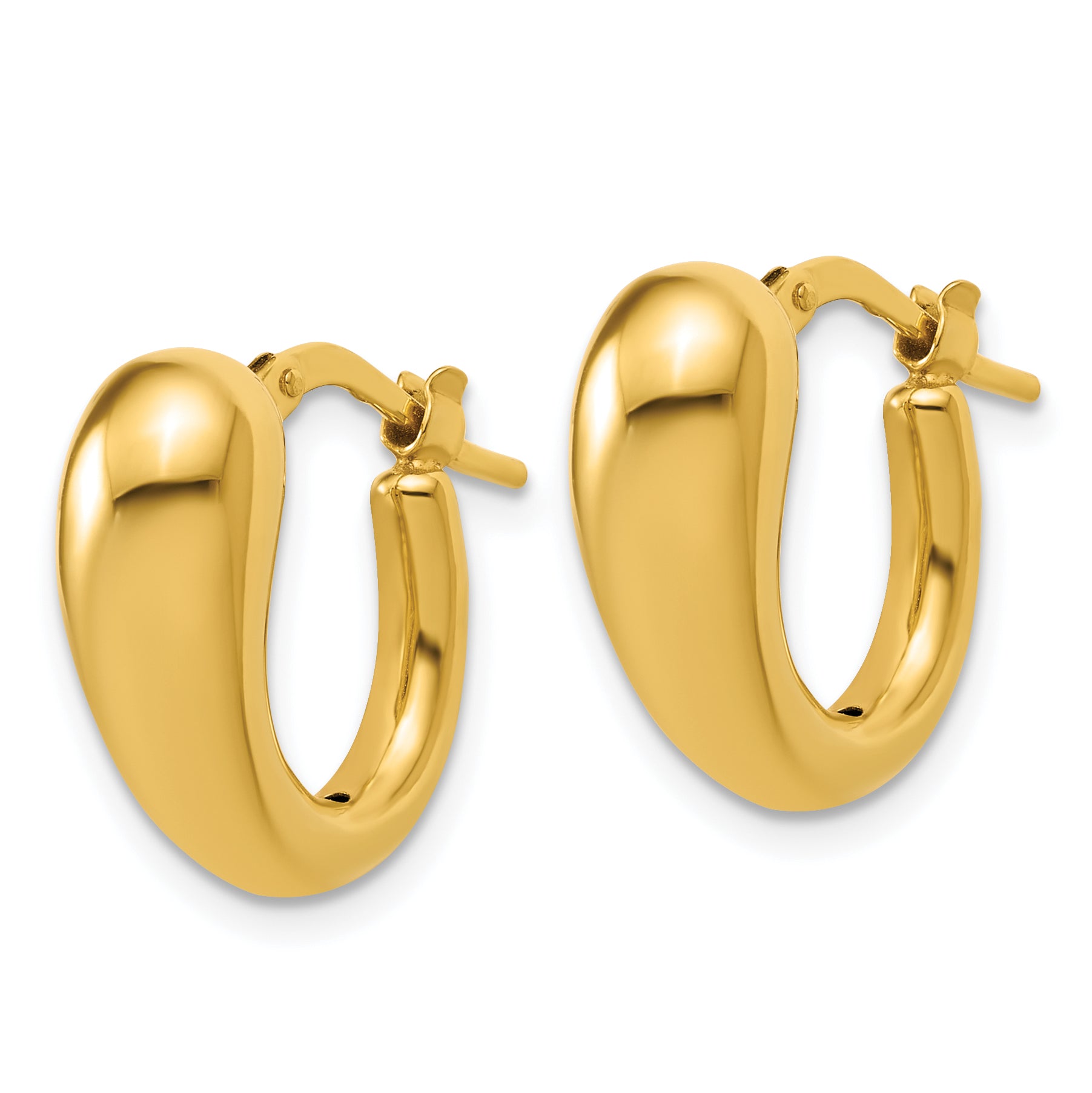 14K Polished Hollow Puffed Hoop Earrings