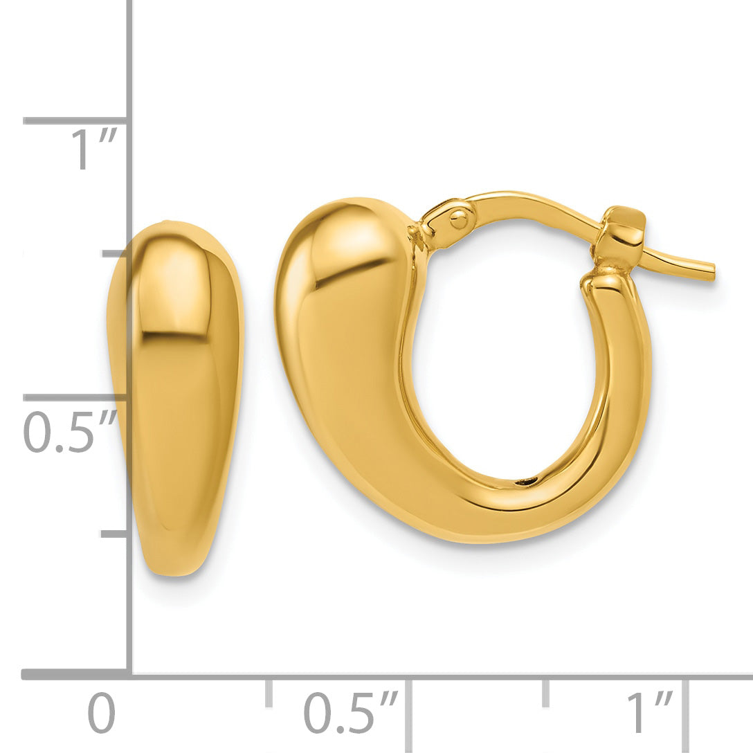 14K Polished Hollow Puffed Hoop Earrings