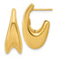 14K Polished Hollow Puffed Grooved J-Hoop Earrings