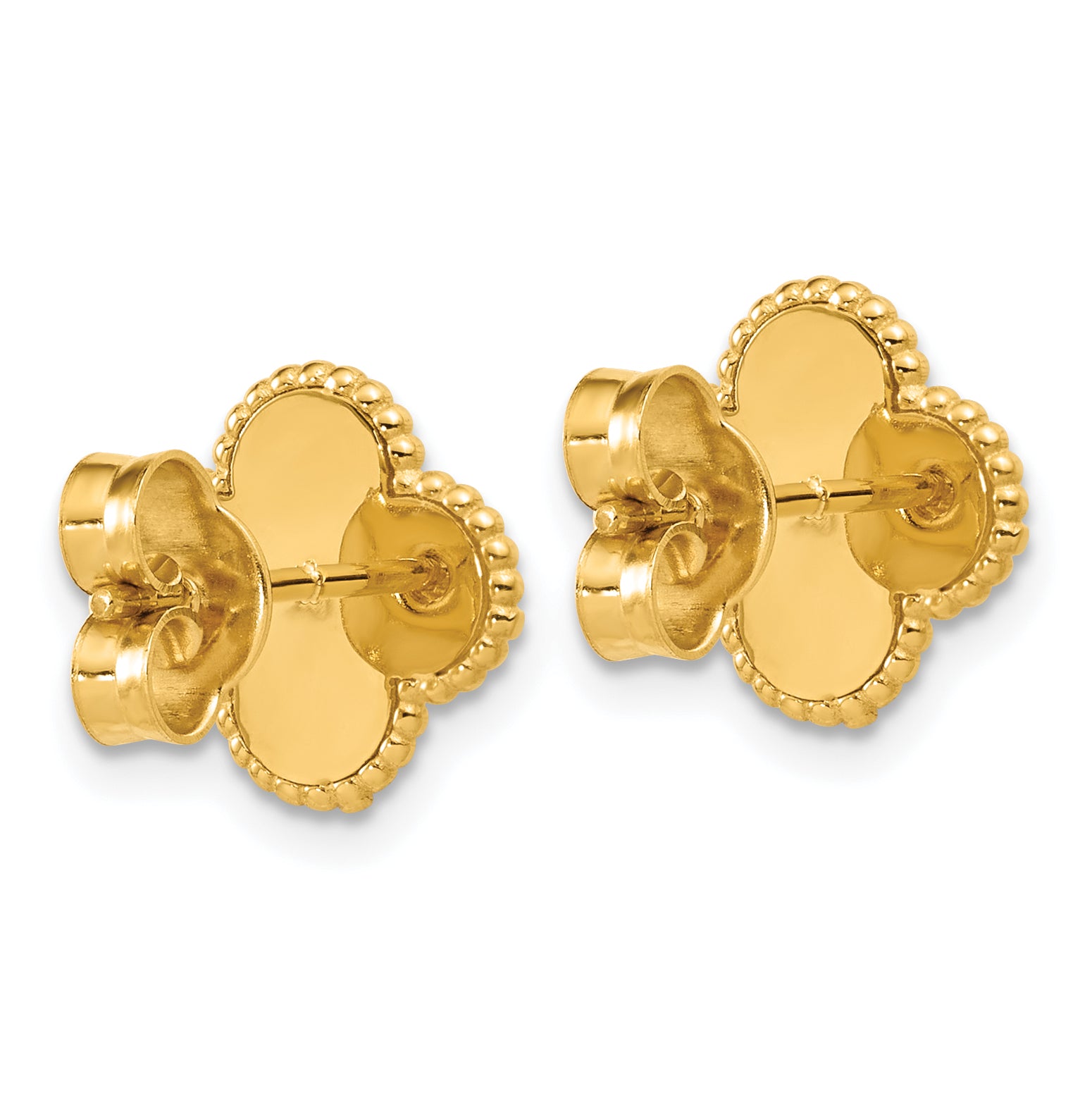 14K Polished and Diamond-cut Clover Post Earrings