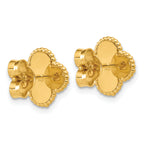 14K Polished and Diamond-cut Clover Post Earrings