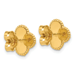 14K Polished and Diamond-cut Clover Post Earrings
