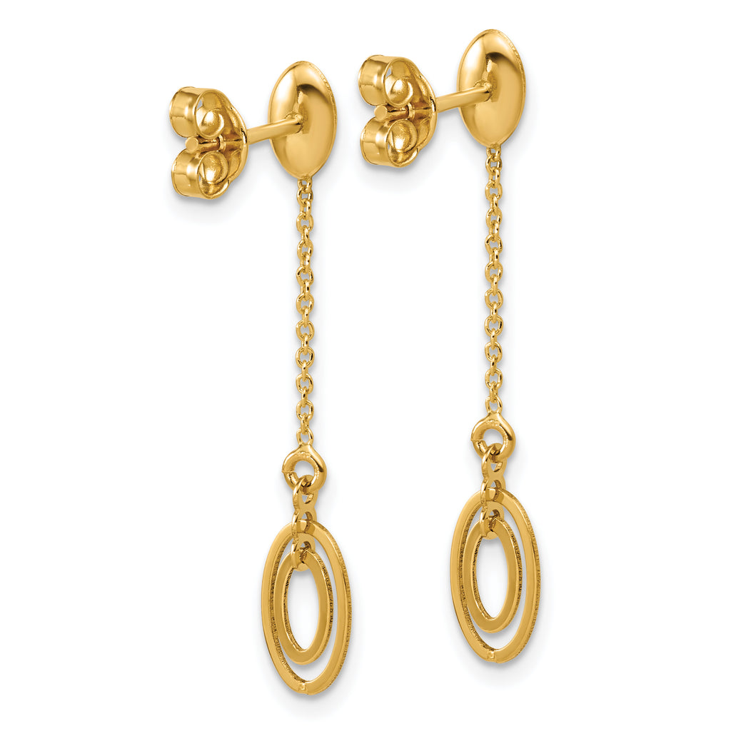14K Polished Fancy Oval Dangle Post Earrings