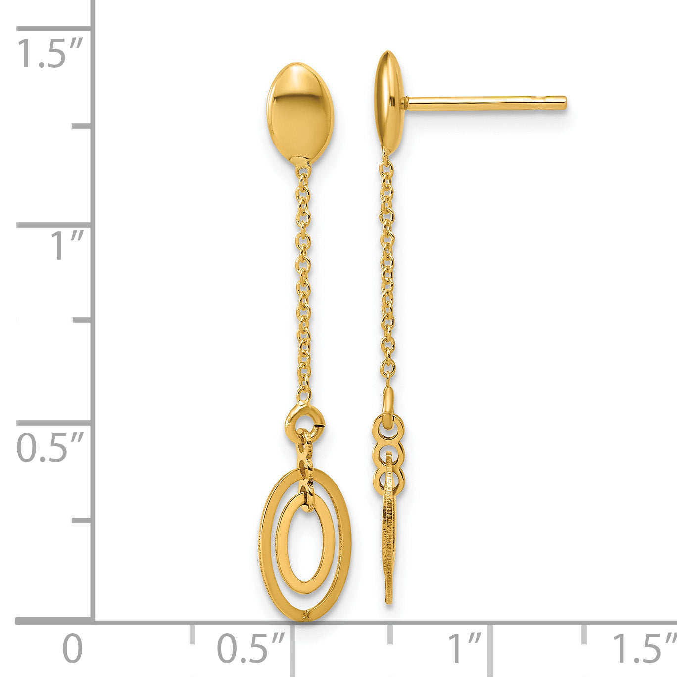 14K Polished Fancy Oval Dangle Post Earrings