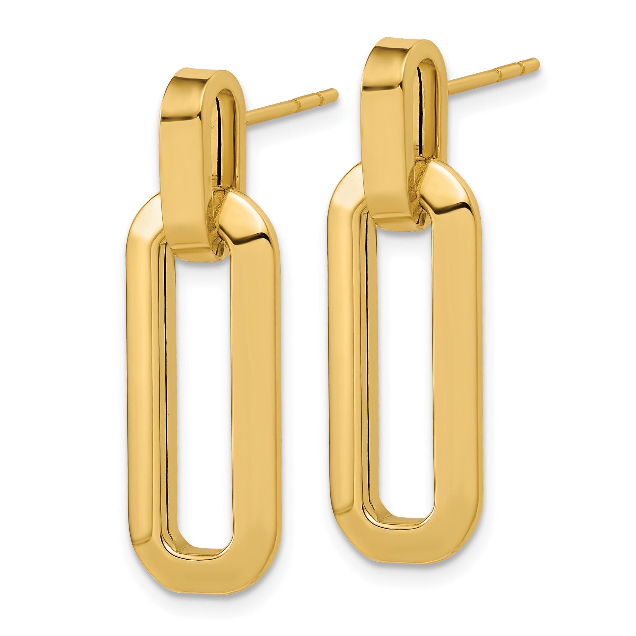 14K Polished Fancy Link Dangle Post Earrings Secondary image