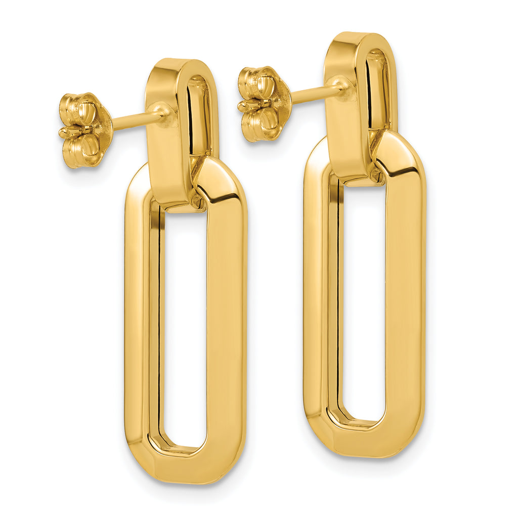 14K Polished Fancy Link Dangle Post Earrings