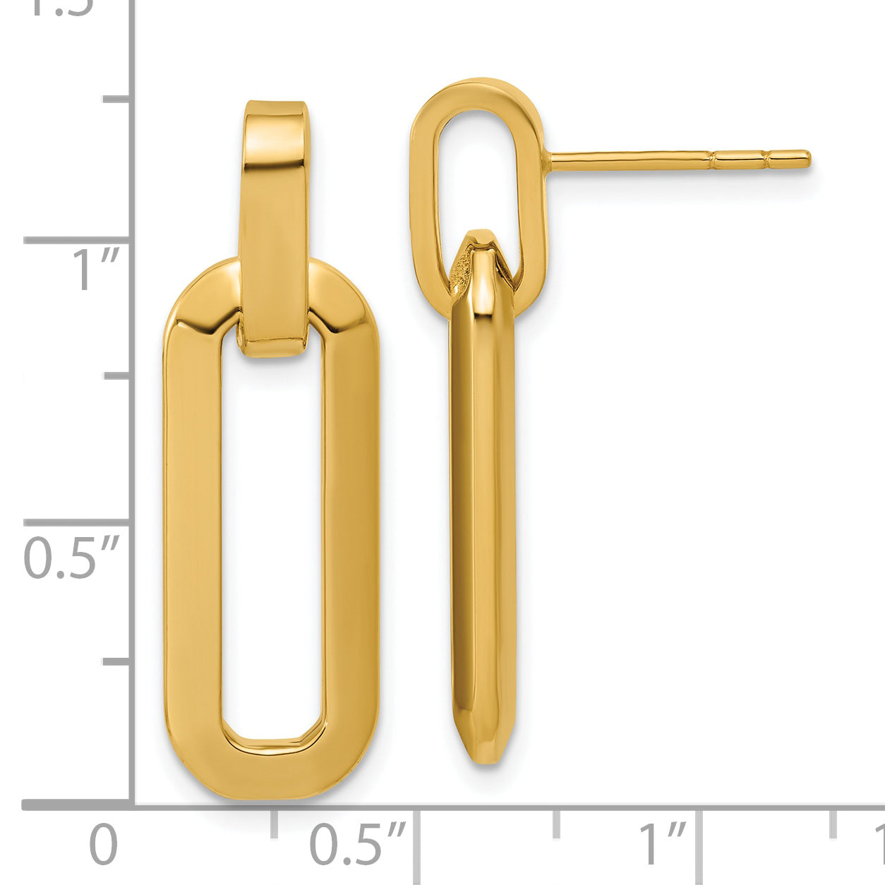 14K Polished Fancy Link Dangle Post Earrings