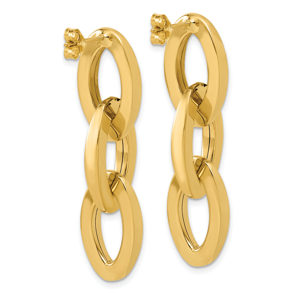 14K Polished Fancy Link Dangle Post Earrings